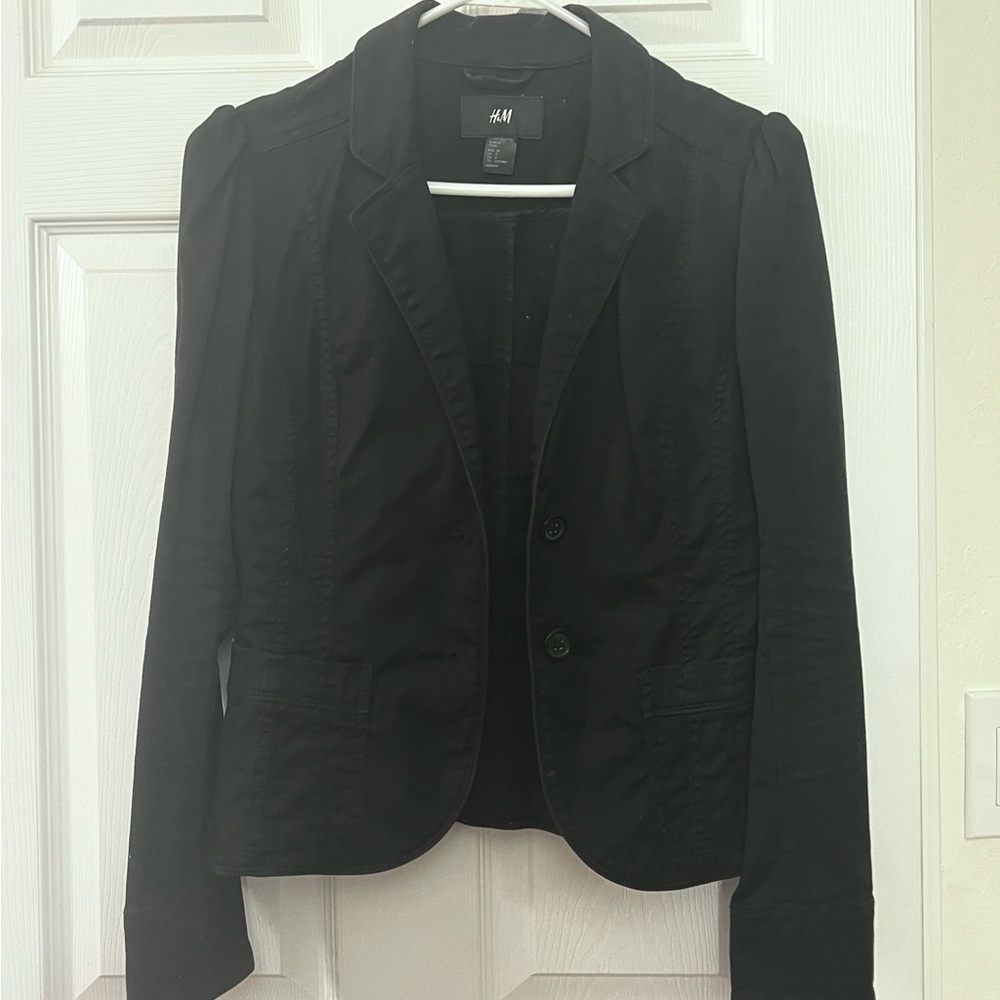 H&M Women's Black Denim Blazer Jacket